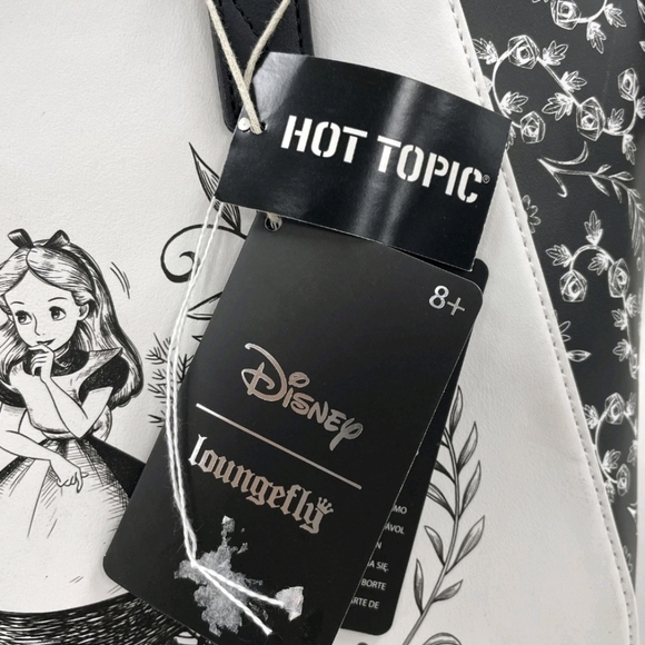 NWT Loungefly Alice in Wonderland Black & White Satchel - Picture 3 of 5